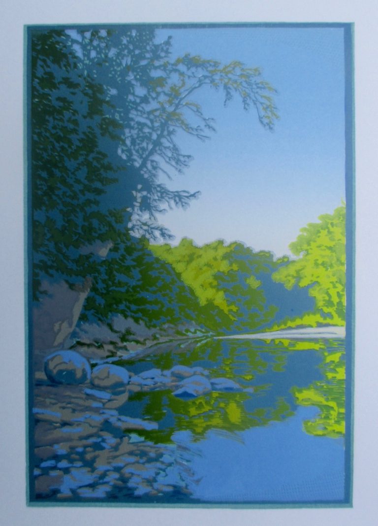 Steamboat Rock woodcut Mark Burkett