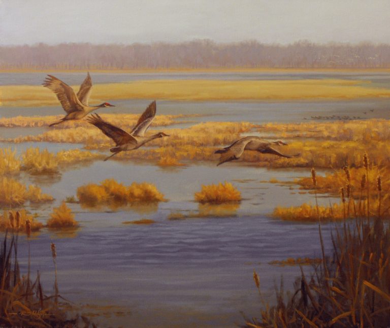 Rick WIlson painting Sandhill Cranes